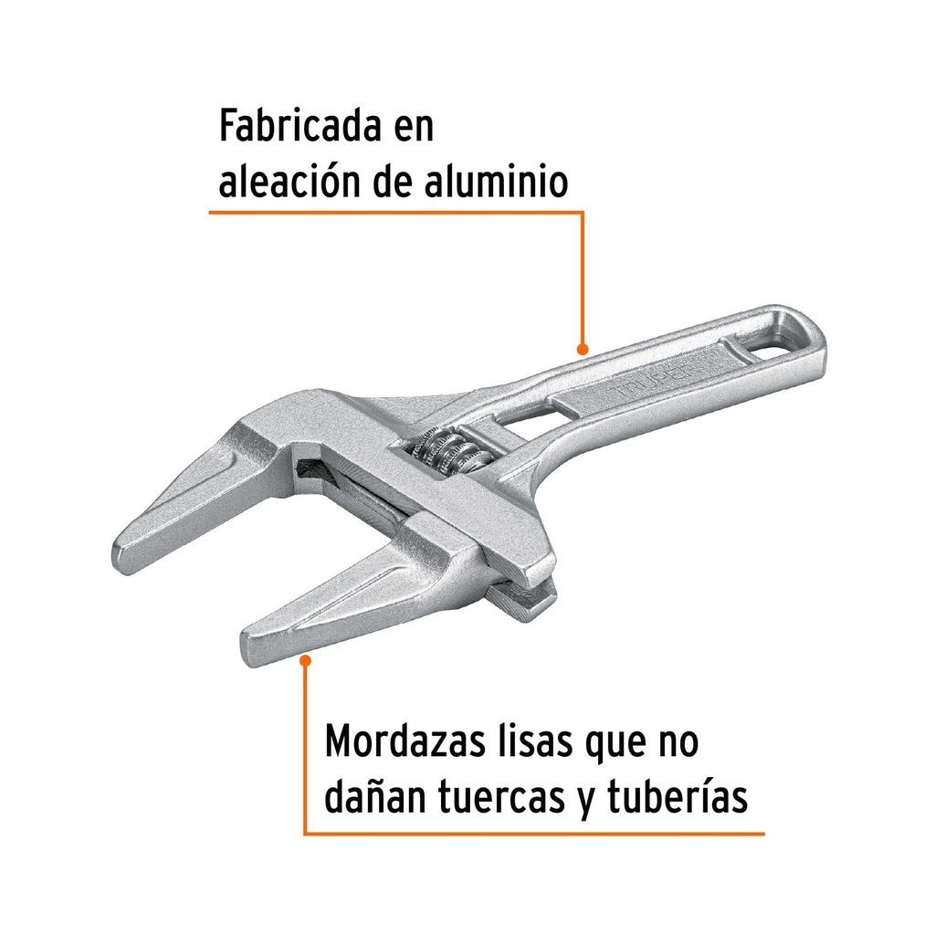 Llave ajustable 8' para plomero apertura 3', Truper