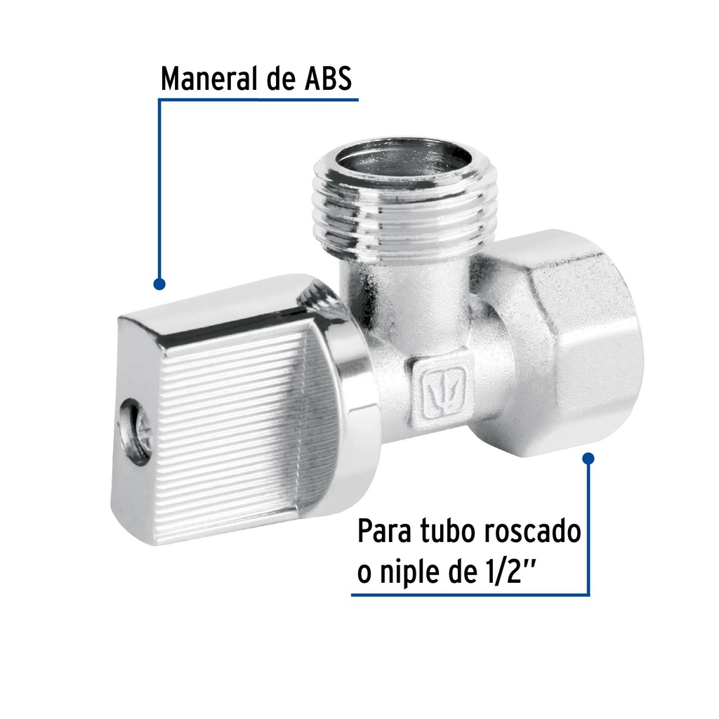 Llave angular 1/2' x 1/2', 1/4 de vuelta, blíster, Foset