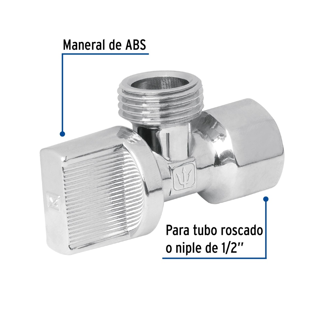 Llave angular 1/2' x 1/2', 1/4 de vuelta, blíster, Foset