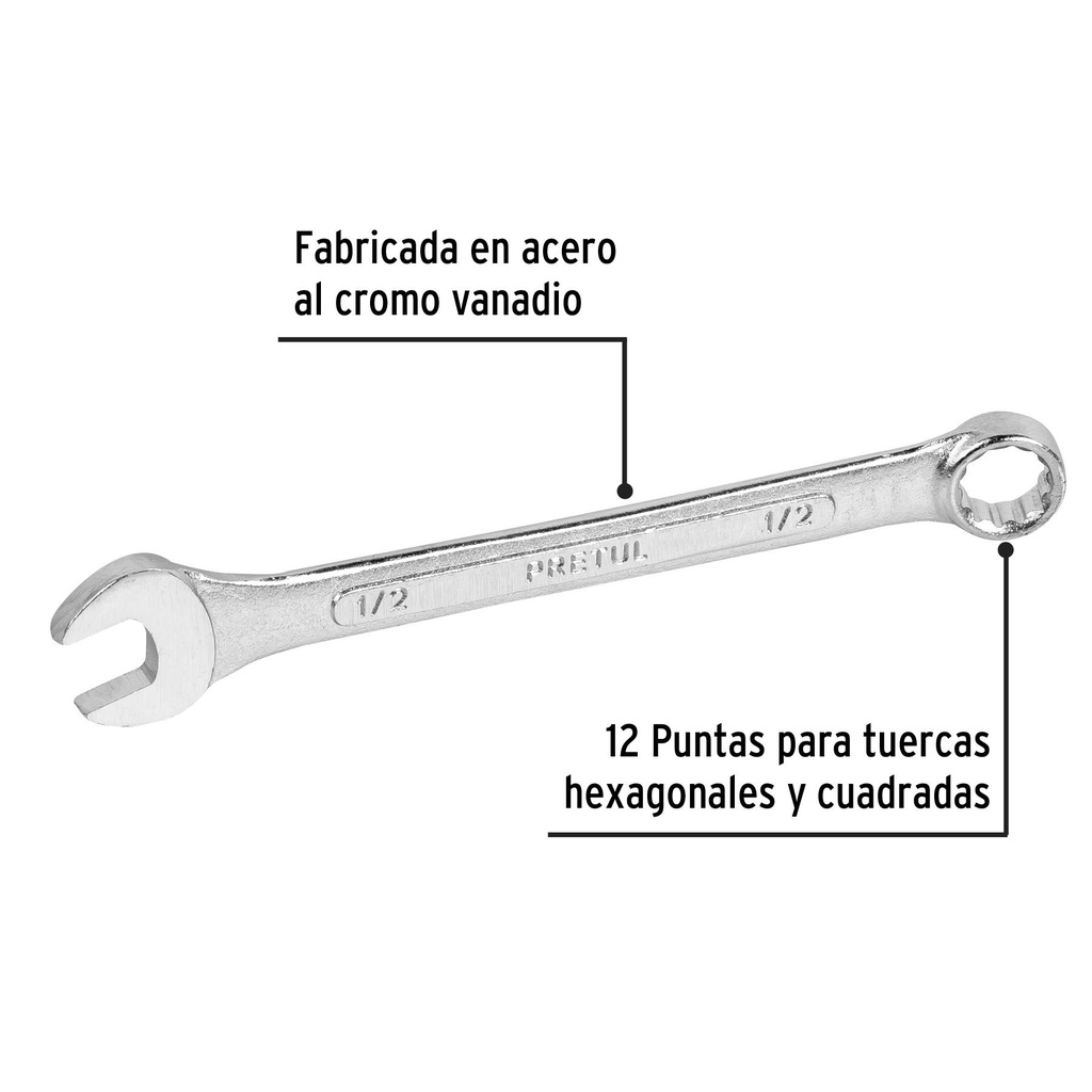 Llave combinada 1/2' x 170 mm de largo, Pretul