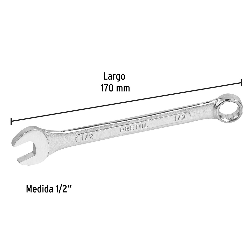 Llave combinada 1/2' x 170 mm de largo, Pretul