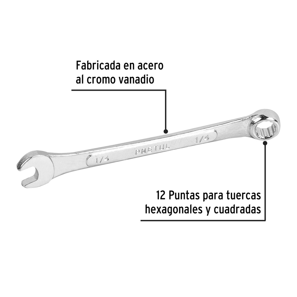 Llave combinada 1/4' x 100 mm de largo, Pretul