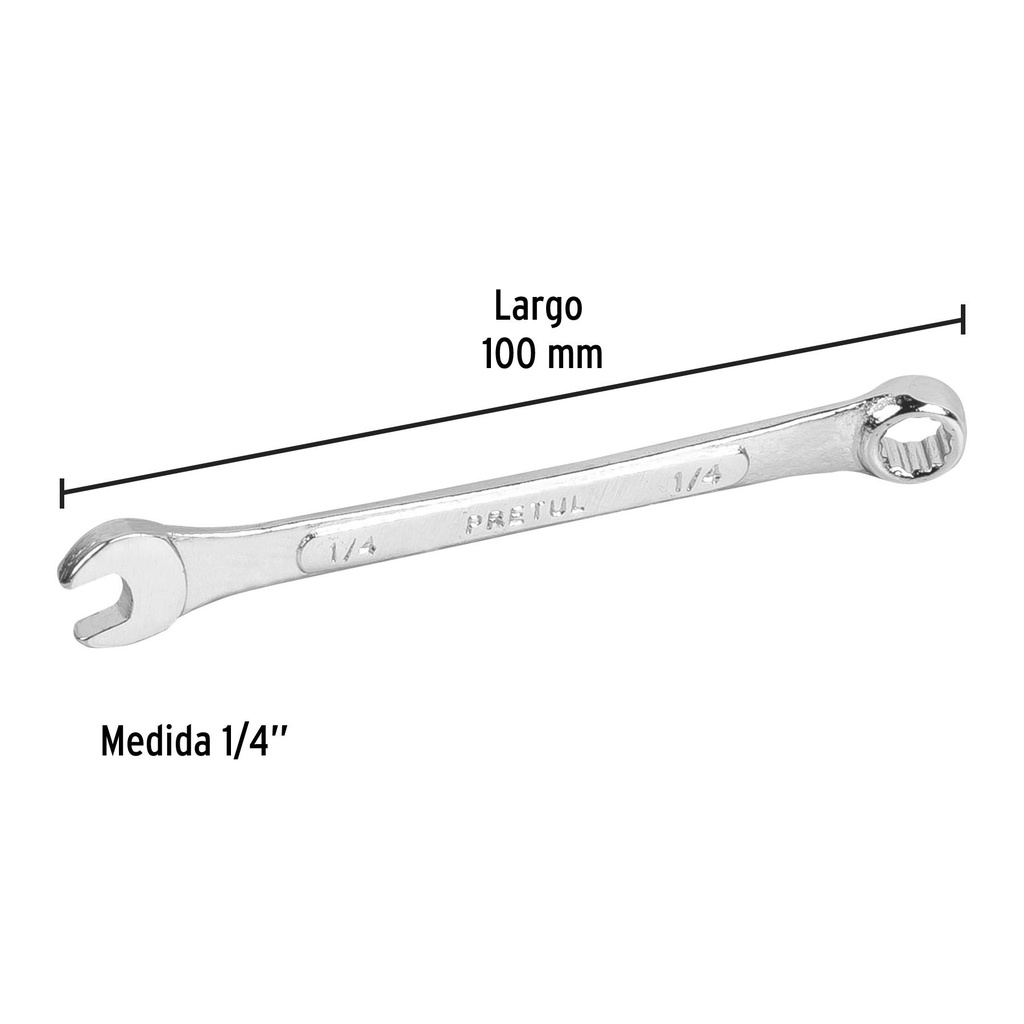 Llave combinada 1/4' x 100 mm de largo, Pretul