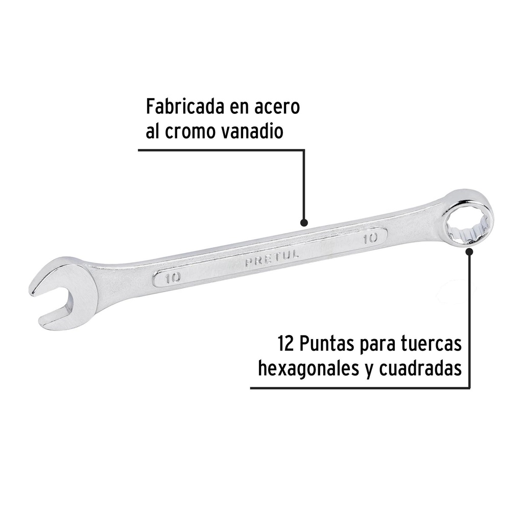 Llave combinada 10 mm x 140 mm de largo, Pretul