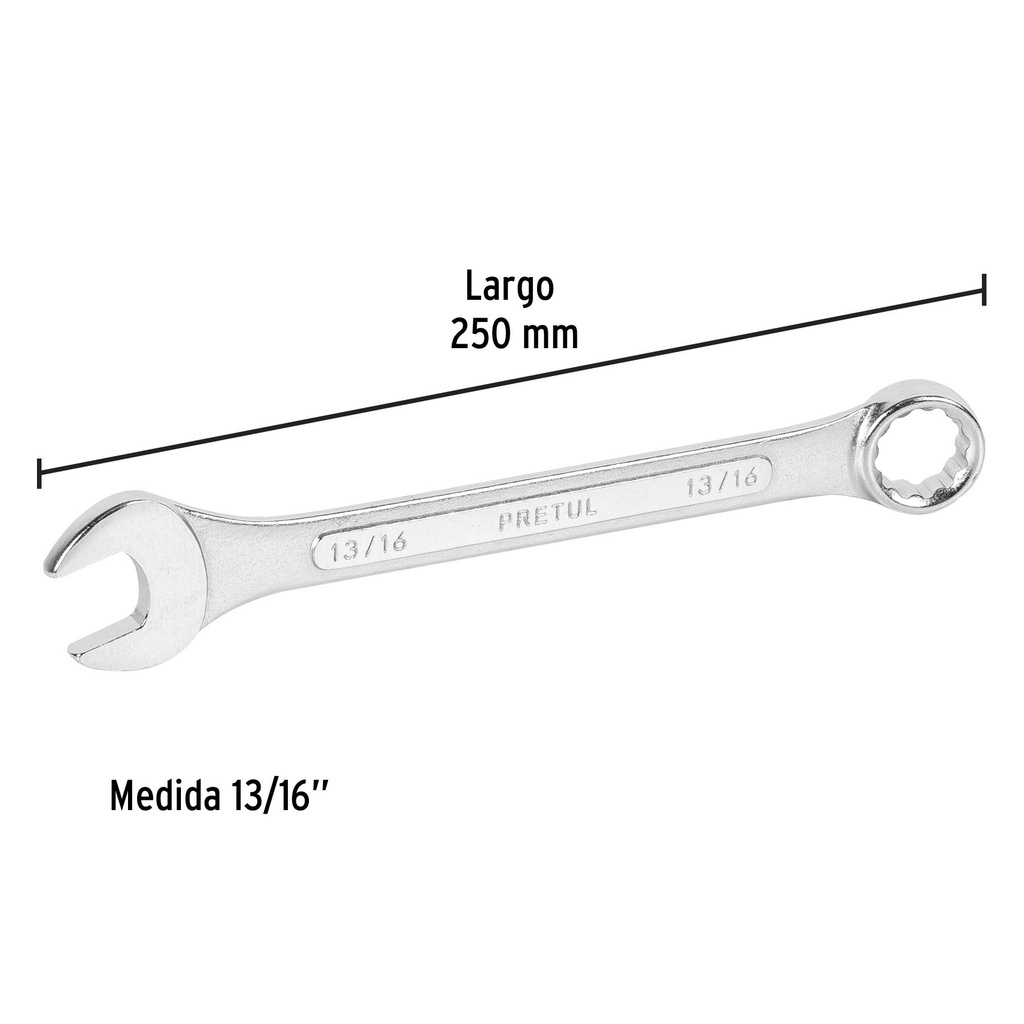 Llave combinada 13/16' x 250 mm de largo, Pretul