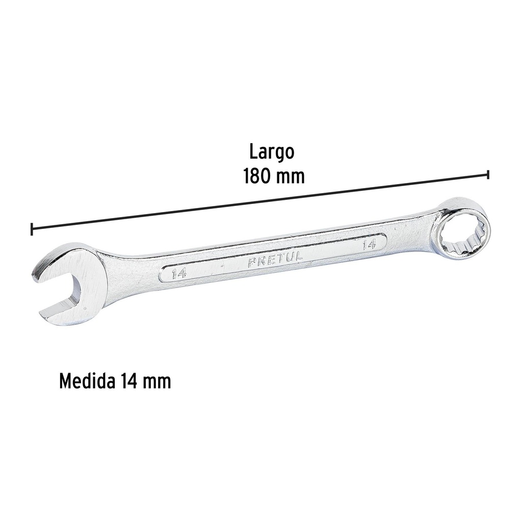 Llave combinada 14 mm x 180 mm de largo, Pretul