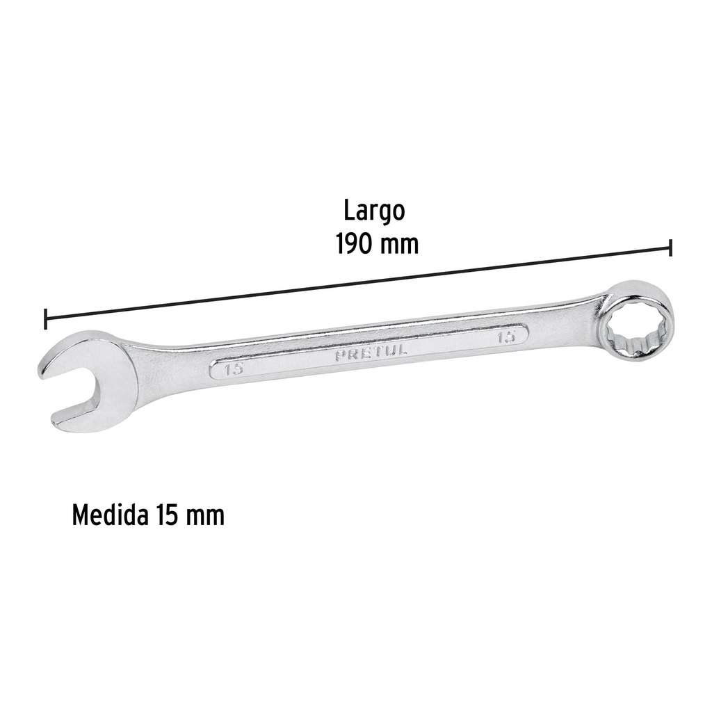 Llave combinada 15 mm x 190 mm de largo, Pretul