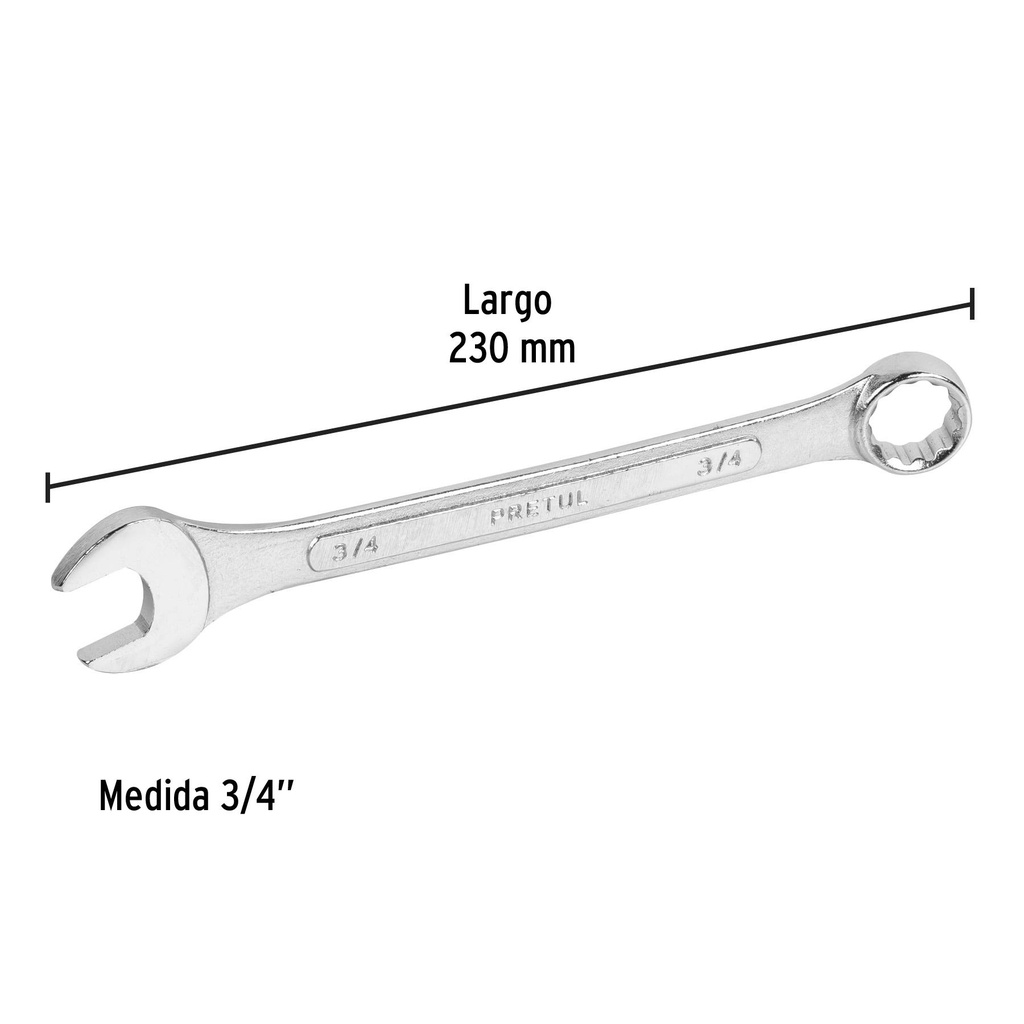 Llave combinada 3/4' x 230 mm de largo, Pretul