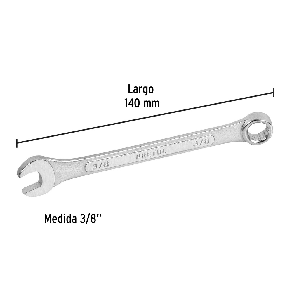 Llave combinada 3/8' x 140 mm de largo, Pretul