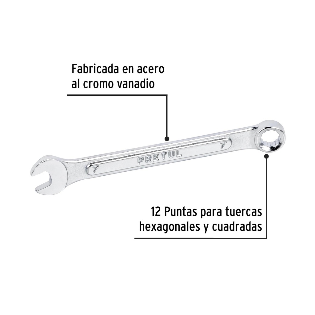 Llave combinada 7 mm x 110 mm de largo, Pretul