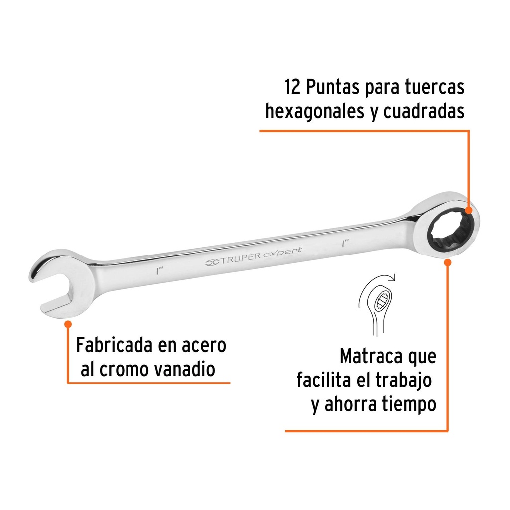 Llave combinada con matraca 1' x 325 mm largo, Expert