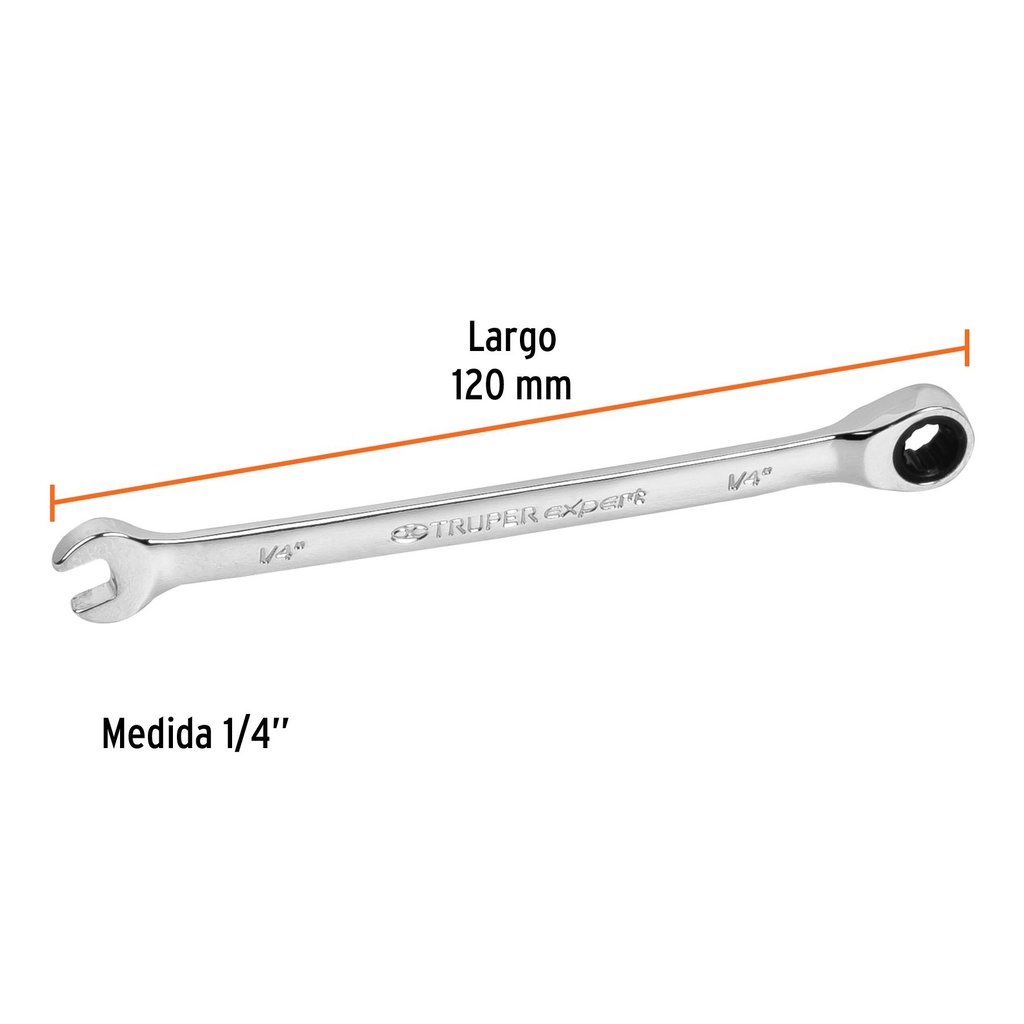 Llave combinada con matraca 1/4' x 120 mm largo, Expert