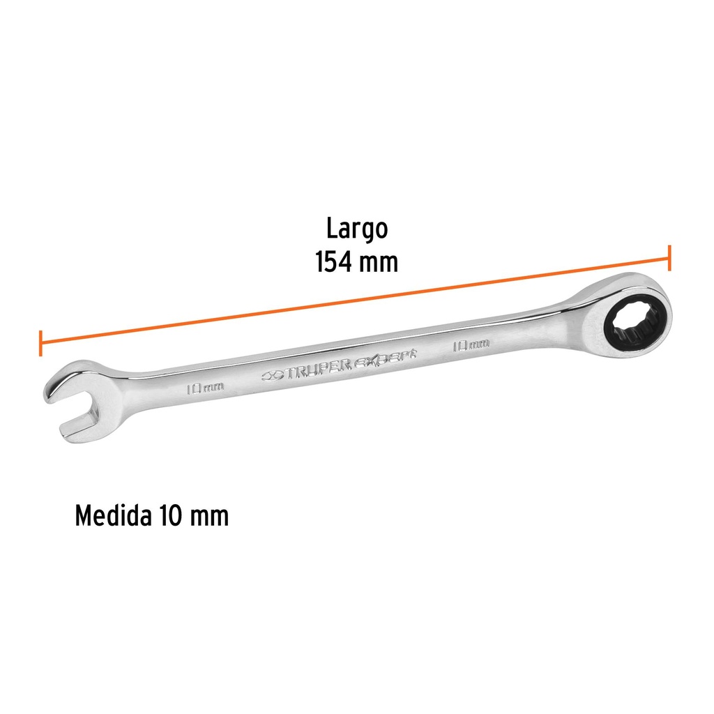 Llave combinada con matraca 10 mm x 154 mm largo, Expert