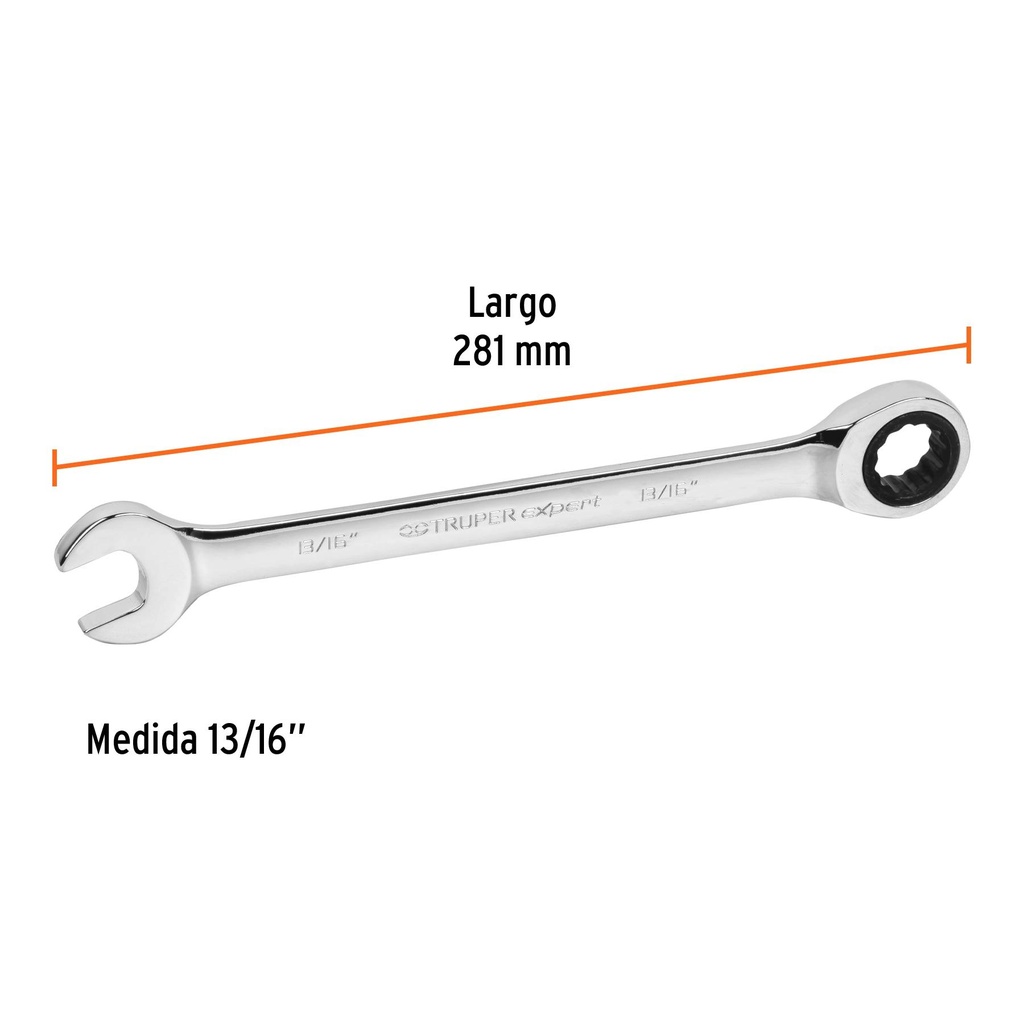 Llave combinada con matraca 13/16' x 281 mm largo, Expert