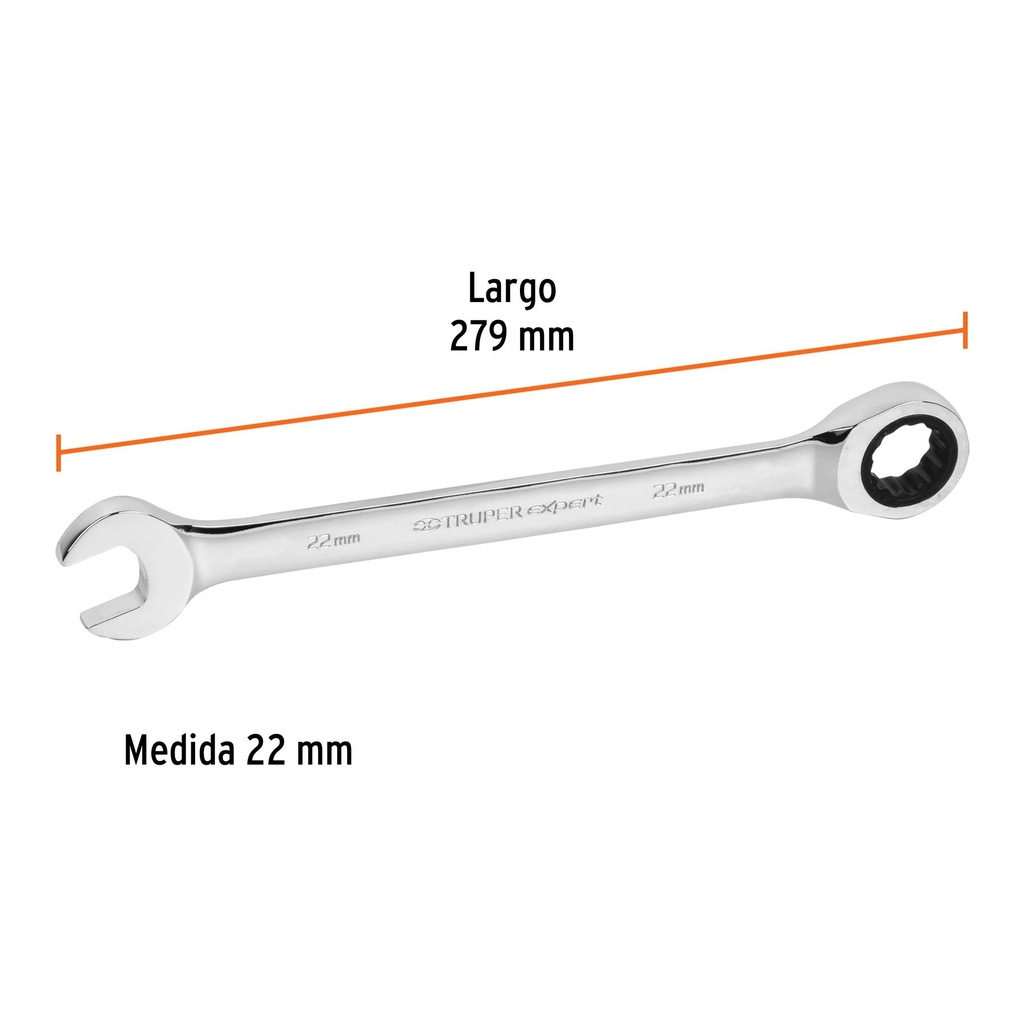 Llave combinada con matraca 22 mm x 279 mm largo, Expert