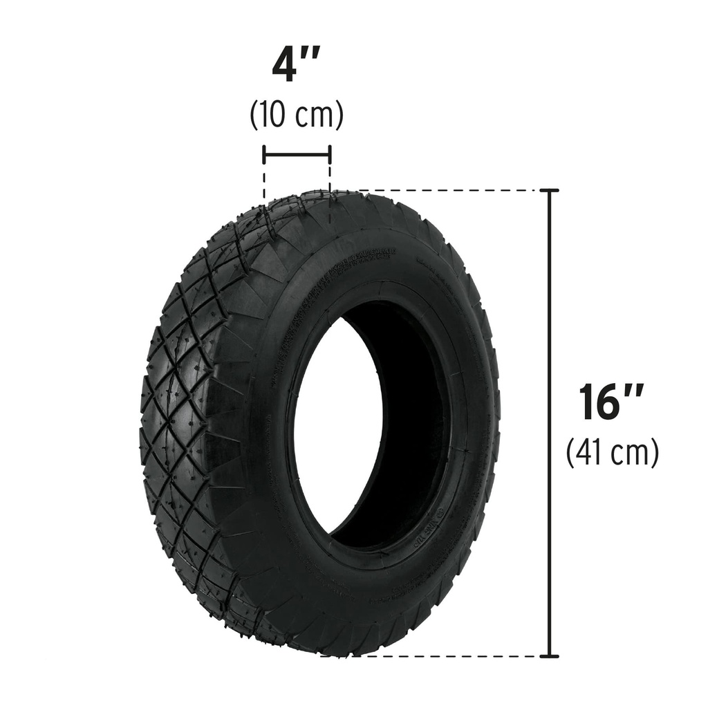 Llanta neumática 16', sin cámara, Pretul