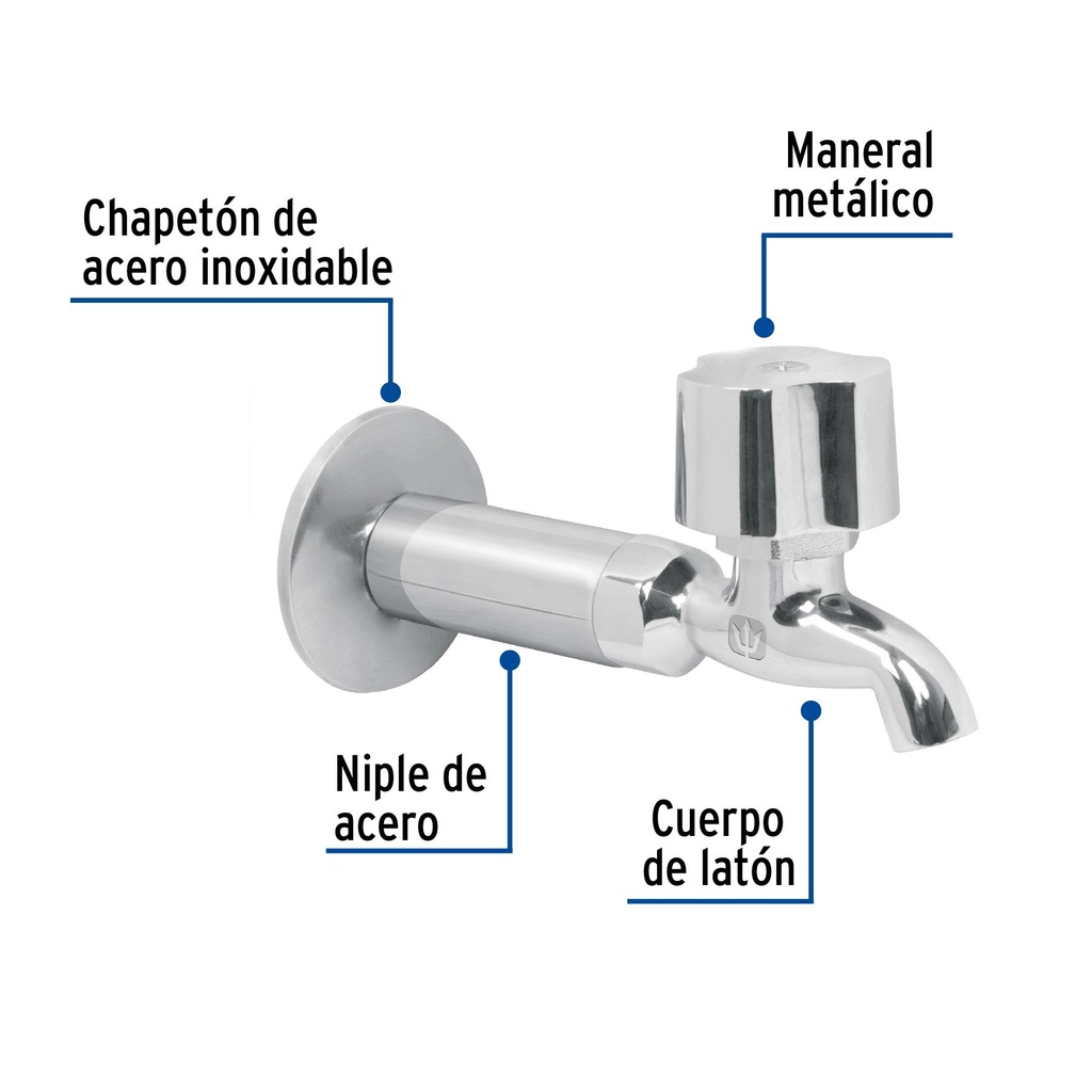 Llave 1/2' para fregadero con niple y chapetón, Foset Basic