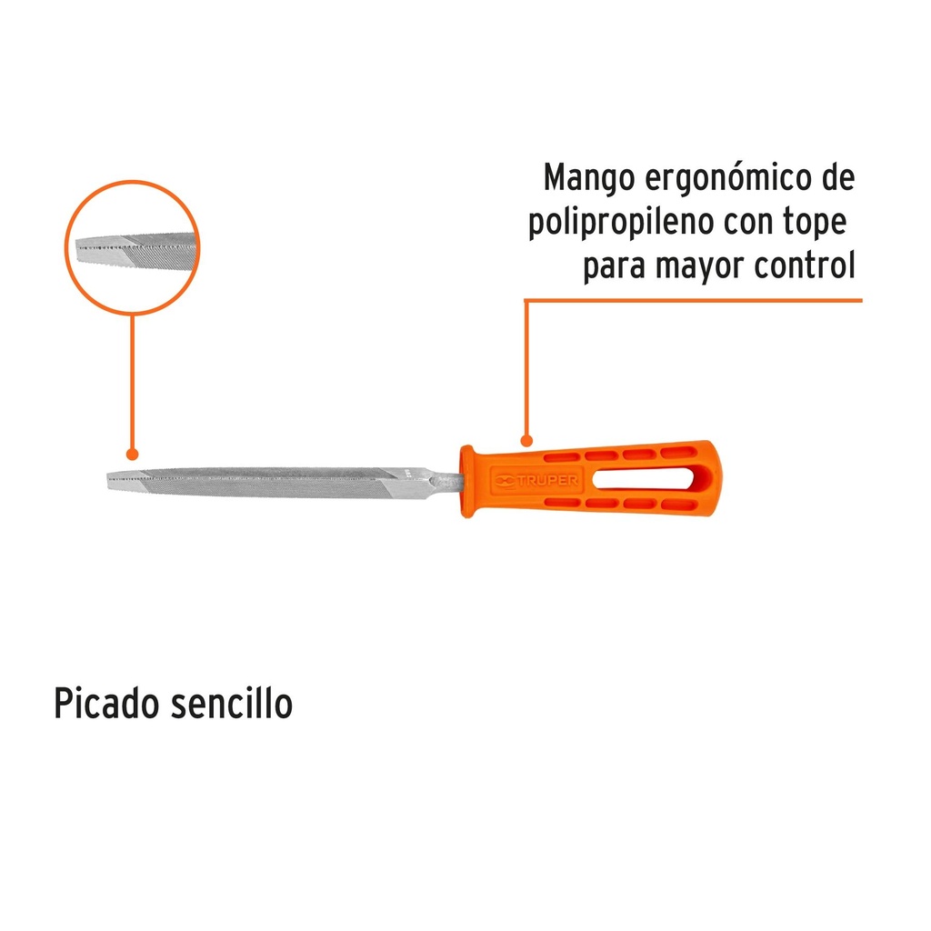 Lima triángulo pesado 4' con mango, Truper