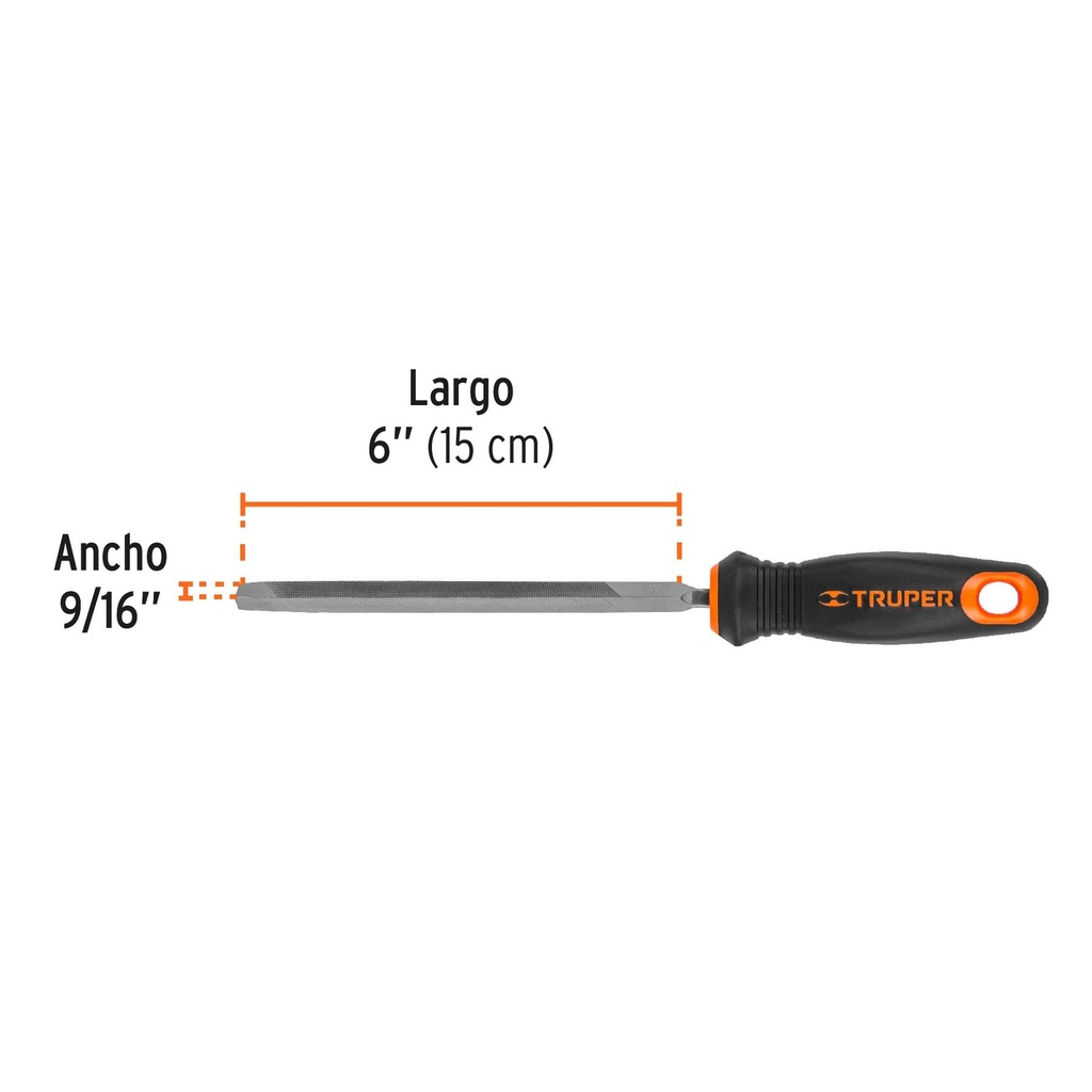 Lima triángulo pesado 6', 32 dpp con mango doble inyección