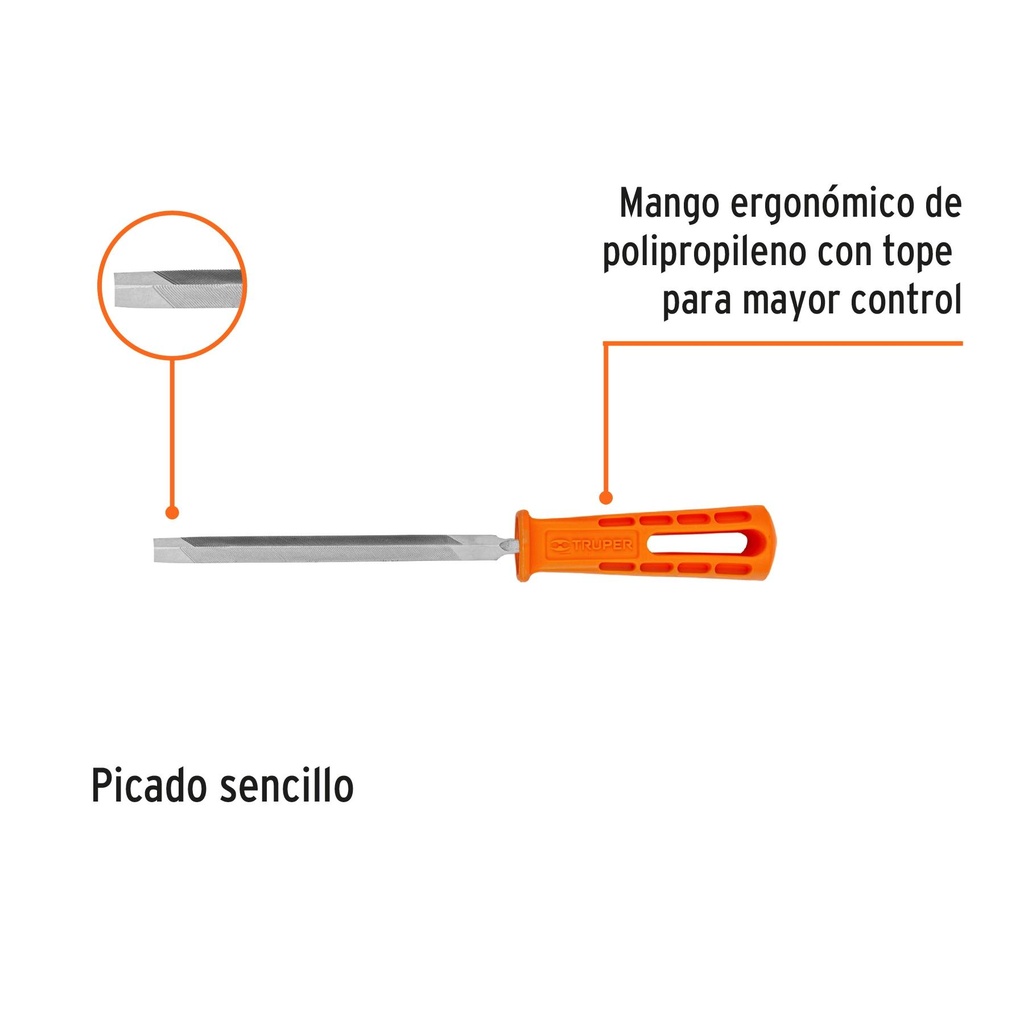 Lima triángulo pesado 6', 32 dpp con mango, Truper