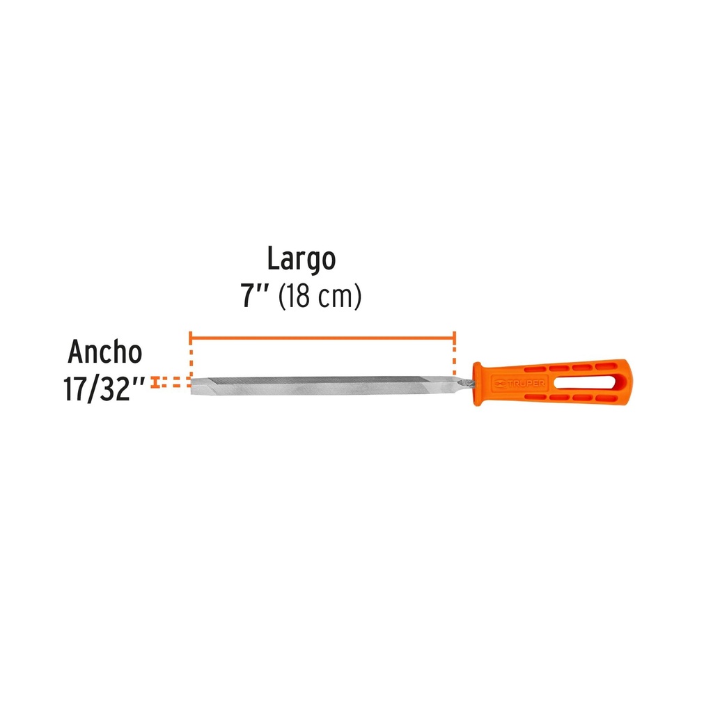 Lima triángulo pesado 7', 32 dpp con mango, Truper