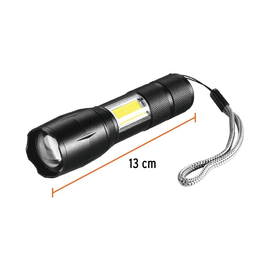 Linterna de 1 LED 270 lm con luz de emergencia, recargable