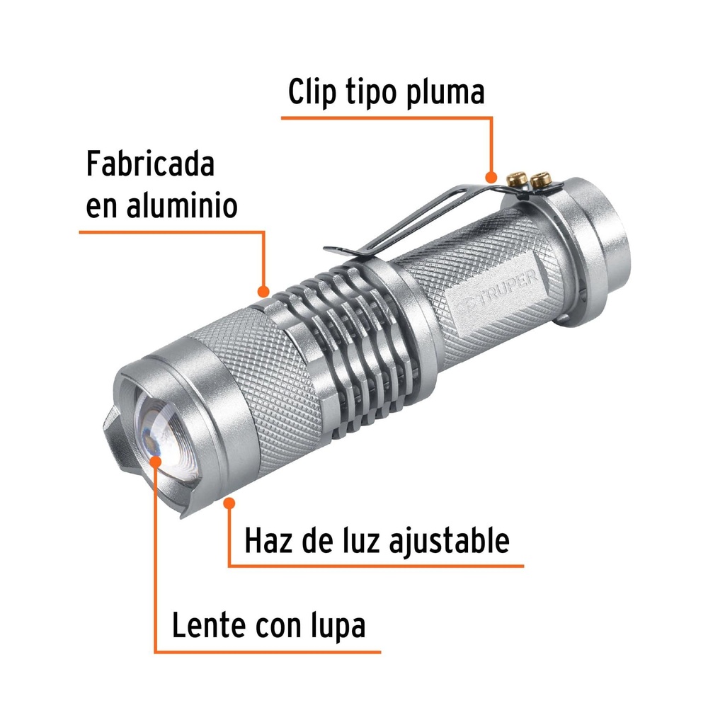 Linterna de aluminio 1 LED de 40 lm con 1 pila AA, Truper