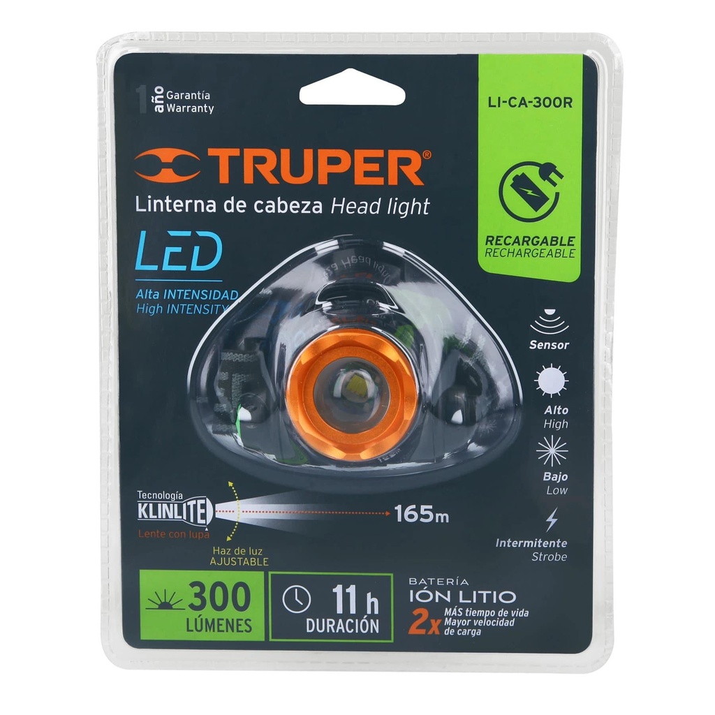 Linterna de minero 1 LED 300 lm recargable, Truper