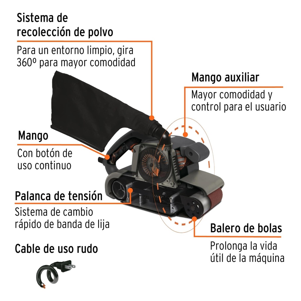 Lijadora de banda 4 X 24' 1200 W, industrial, Truper