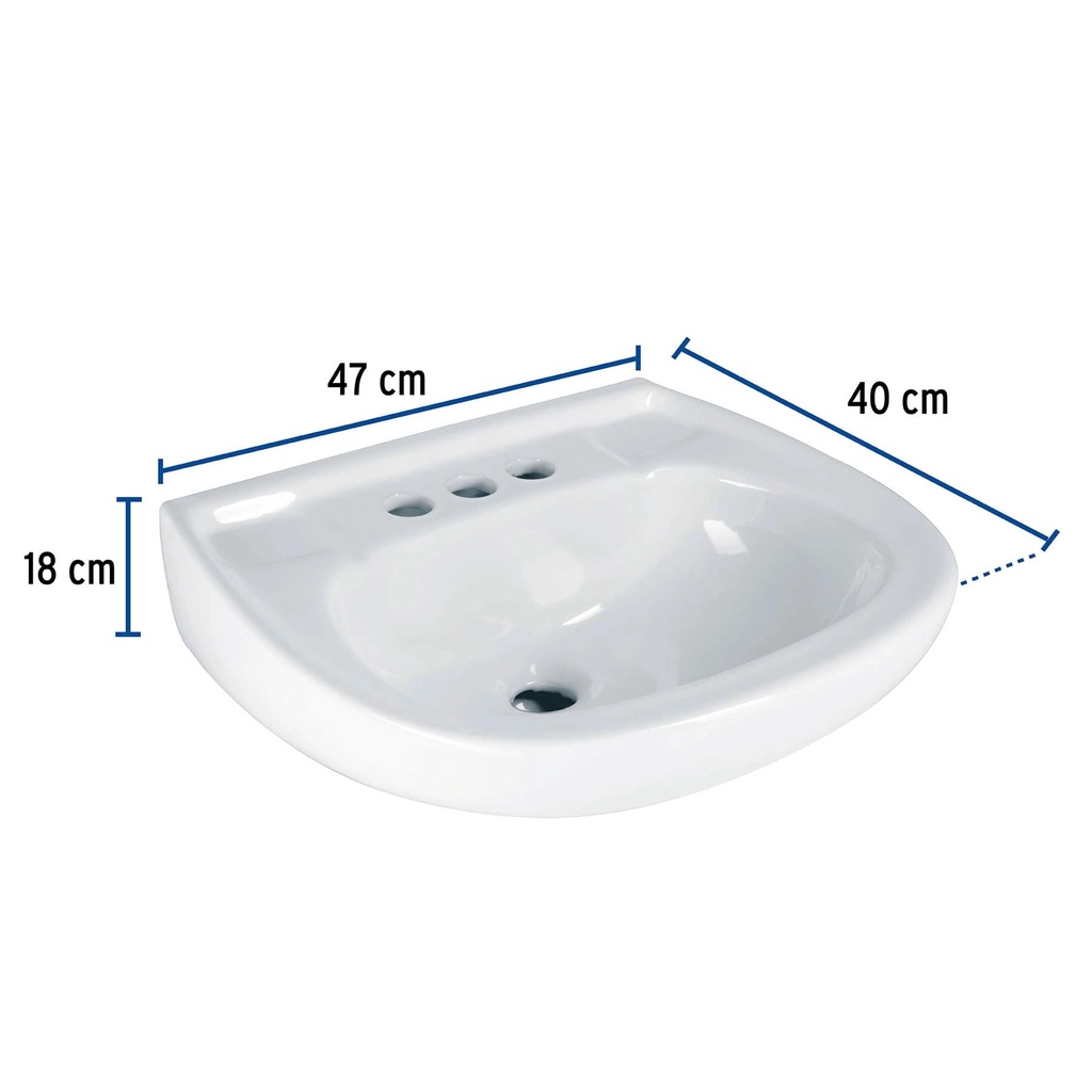 Lavabo cerámico con rebosadero, blanco, Foset