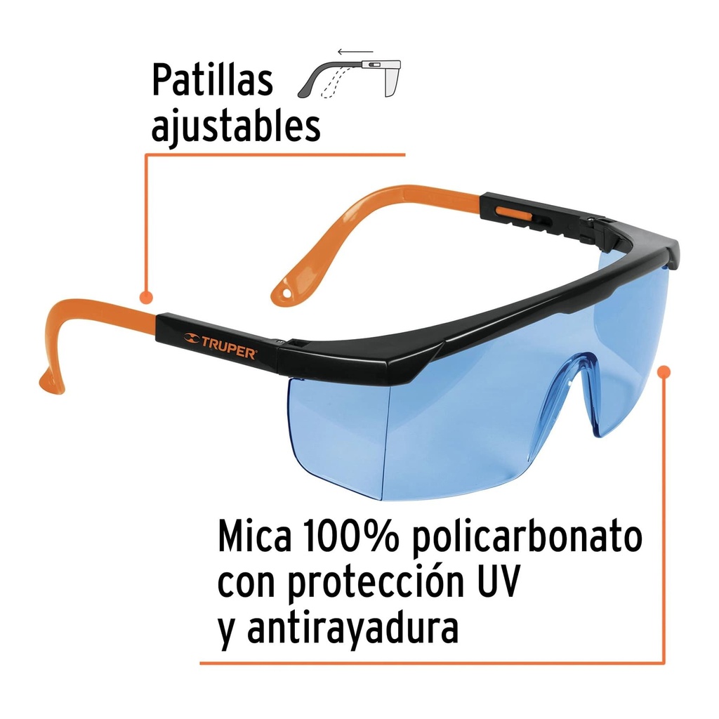 Lentes de seguridad ajustables azules, Truper Classic