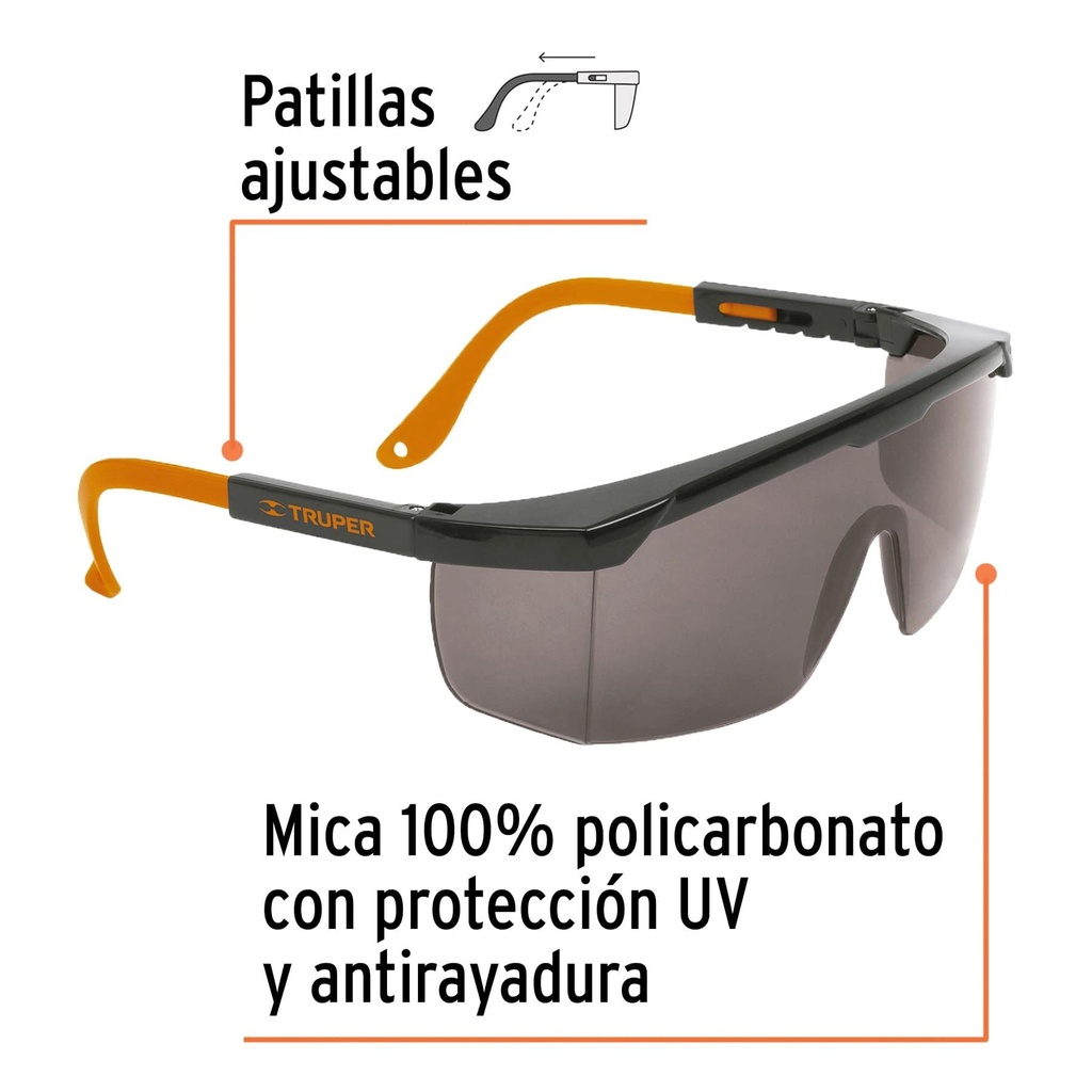 Lentes de seguridad ajustables grises, Truper Classic