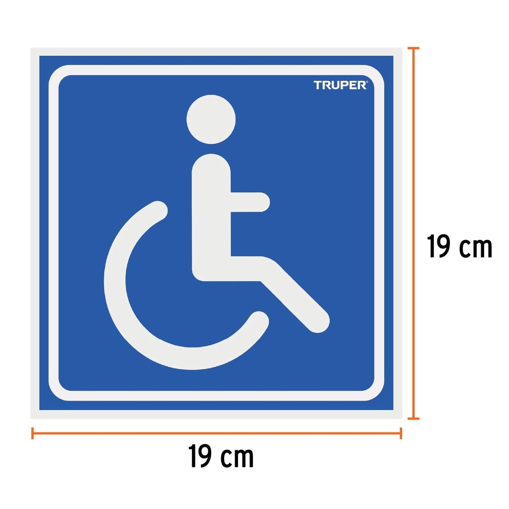 Letrero 'Exclusivo personas con discapacidad',19x19cm
