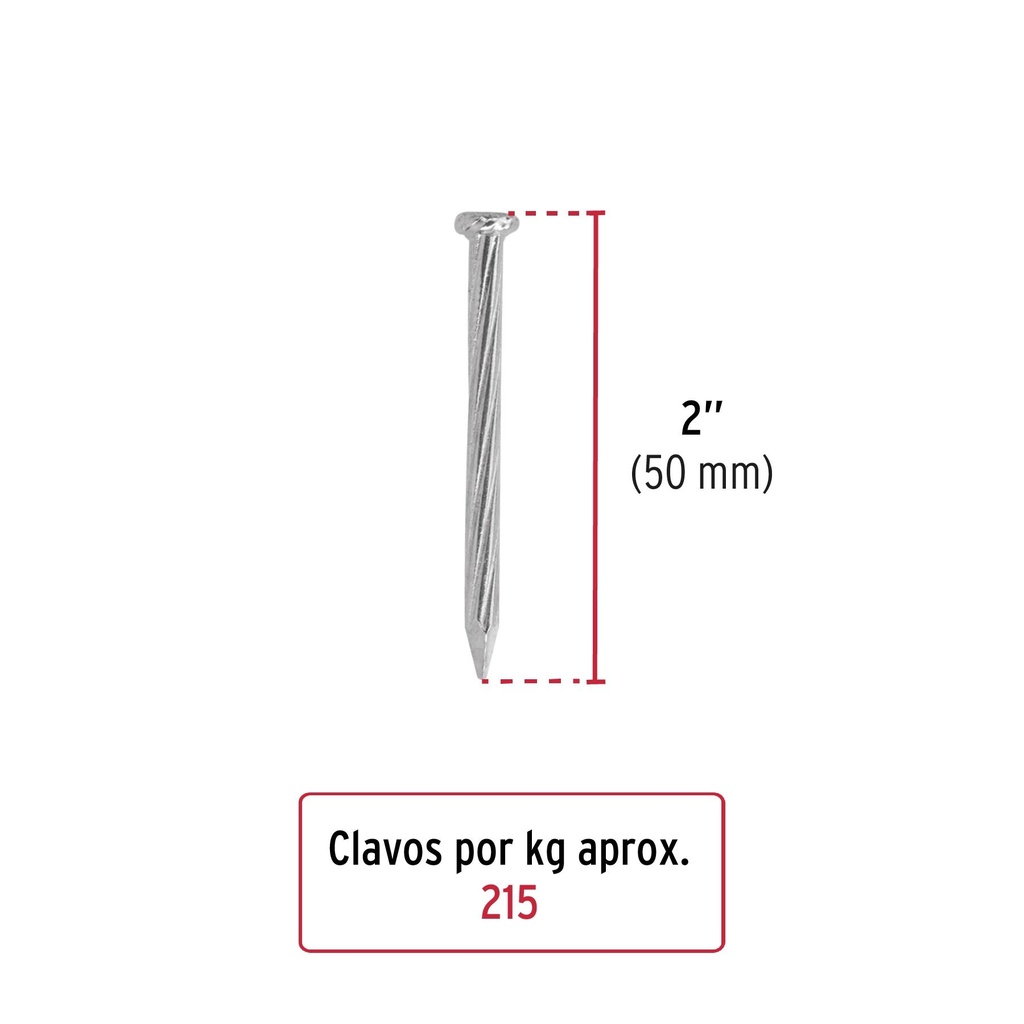 Kilo de clavo para concreto 2' galvanizado, caja de 25 kg