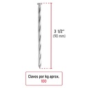 Kilo de clavo para concreto 3-1/2' galvanizado, caja 25 kg