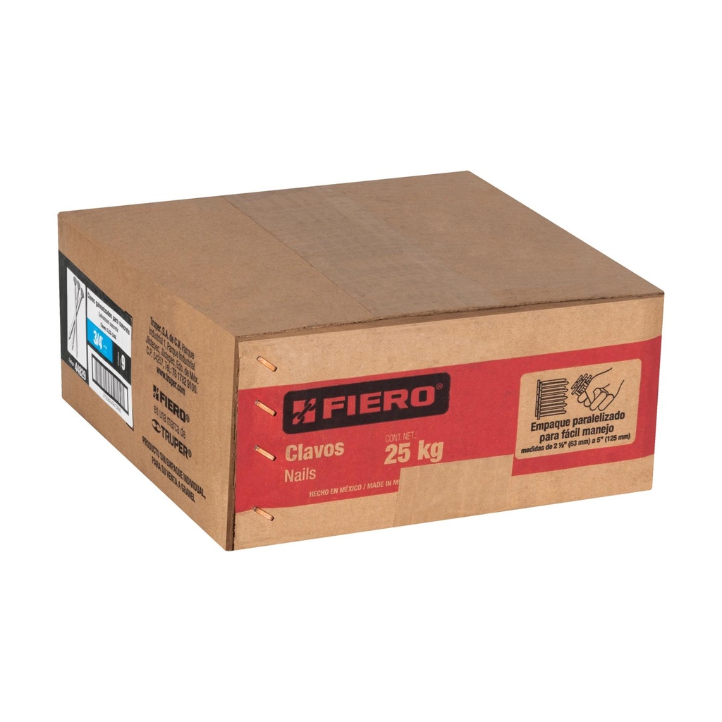 Kilo de clavo para concreto 3/4' galvanizado, caja de 25 kg