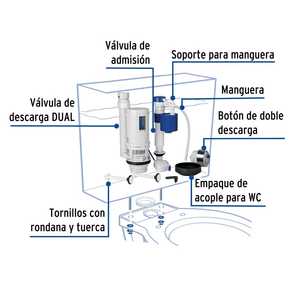 Juego de accesorios para WC, con sistema dual, Foset