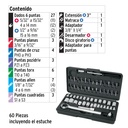 Juego de 60 herramientas 1/4' y 3/8' para mecánico, Pretul