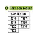 Juego de 7 puntas torx combinadas c/seguro largo 2', Expert