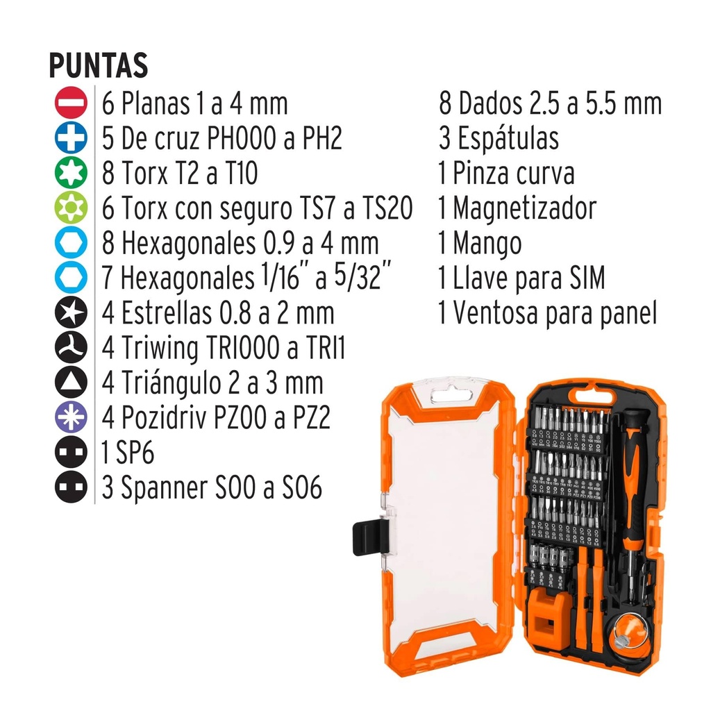 Juego de 77 piezas para reparación de electrónica, Truper