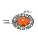 Carda circular 8' alambre trenzado, eje 5/8'-11, Truper