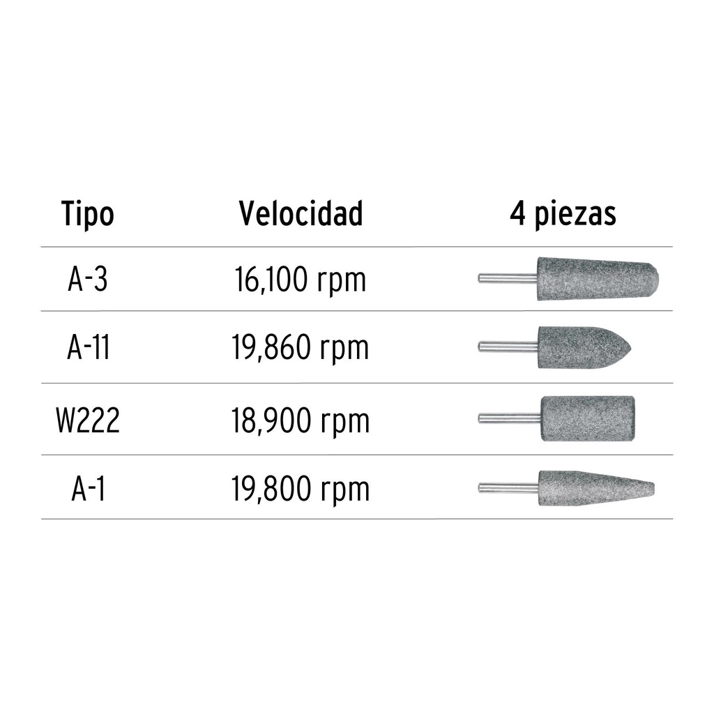 Juego de 4 piedras montadas zanco 1/4', acero inoxidable