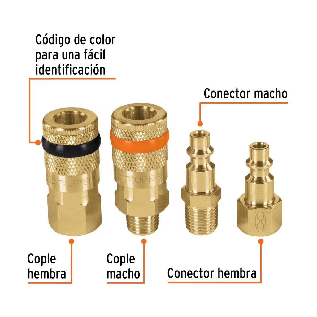 Juego de 4 piezas, coples y conectores rápidos de latón