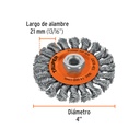 Carda circular 4' alambre trenzado, eje 5/8'-11, Truper