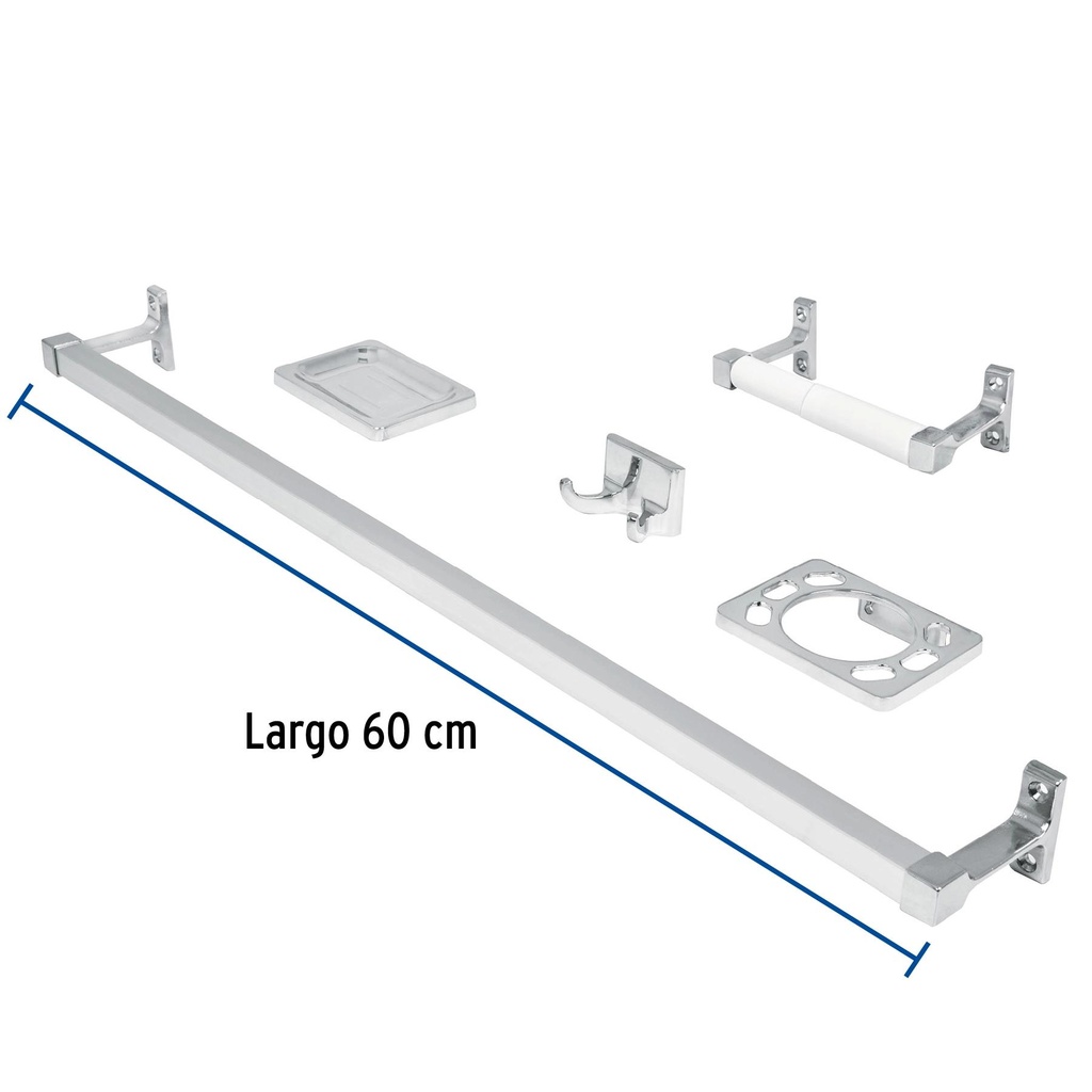 Juego de 5 accesorios para baño metálicos, Foset Basic