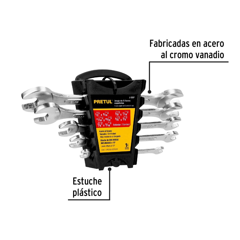 Juego de 5 llaves españolas std, Pretul