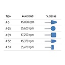 Juego de 5 piedras montadas zanco 1/4', alto rendimiento