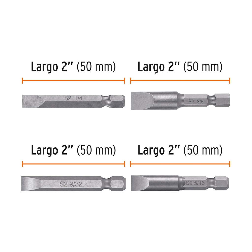 Juego de 5 puntas planas combinadas largo 2', Truper Expert