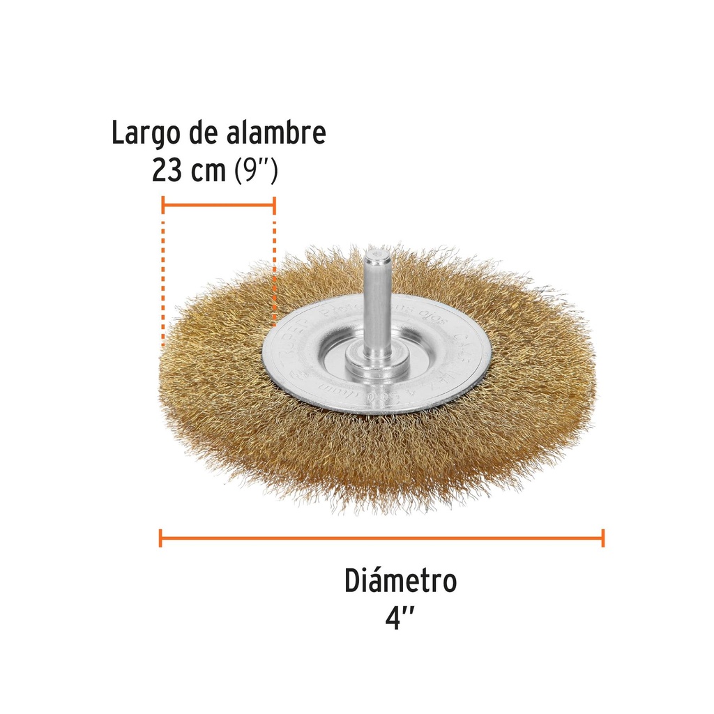 Carda circular 4' alambre fino para taladro, Truper