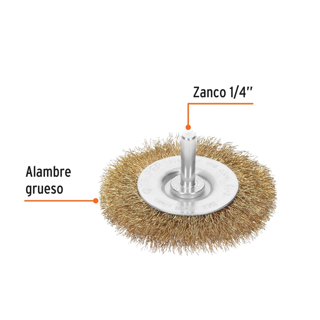 Carda circular 3' alambre grueso para taladro, Truper